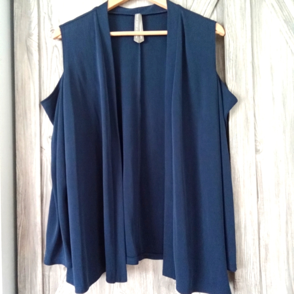 Blue Cold Shoulder Open Cover Up X/16+